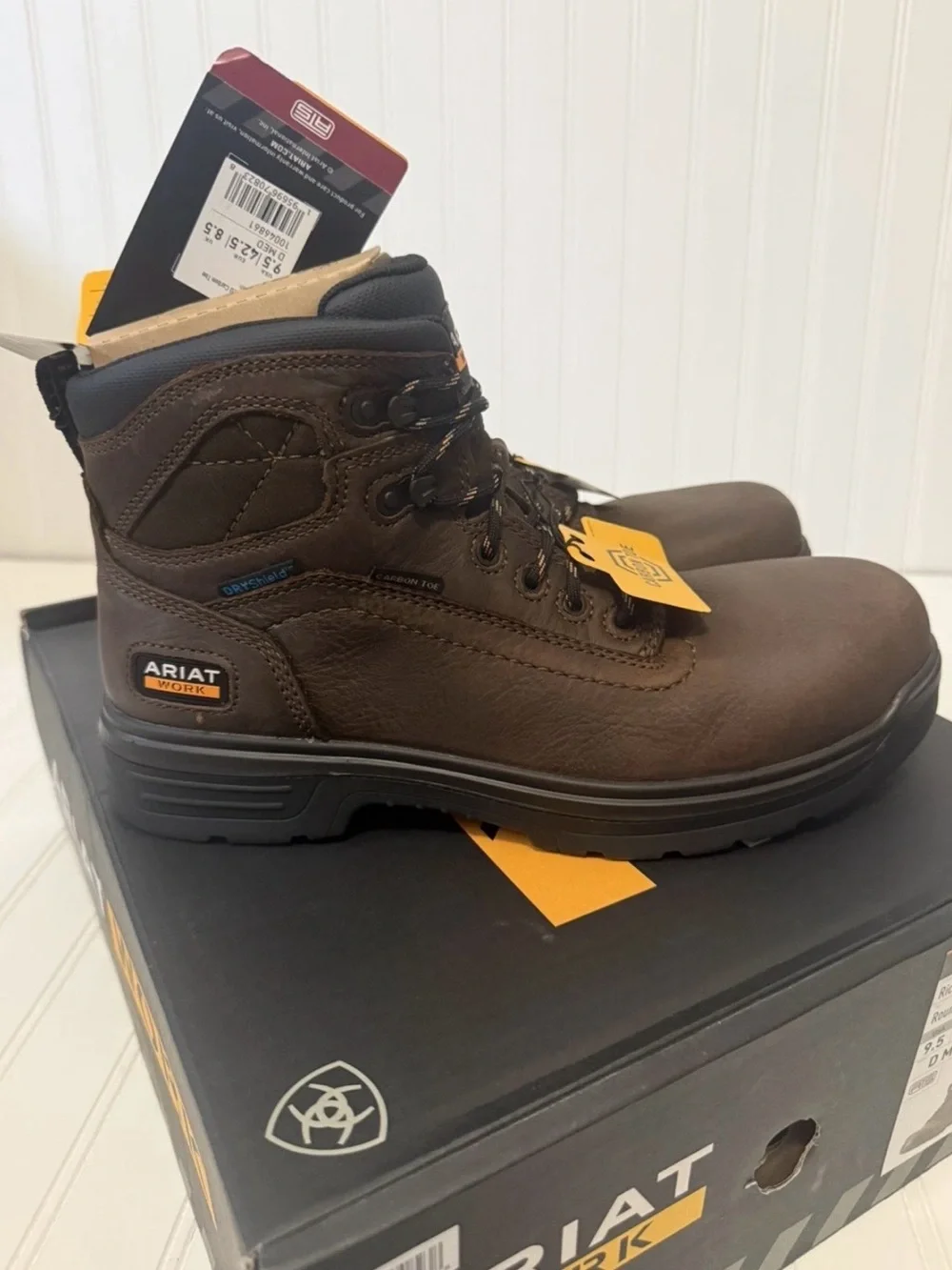 Ariat Men’s Turbo 6” H20 Carbon Toe Leather Work Boots size 9.5D